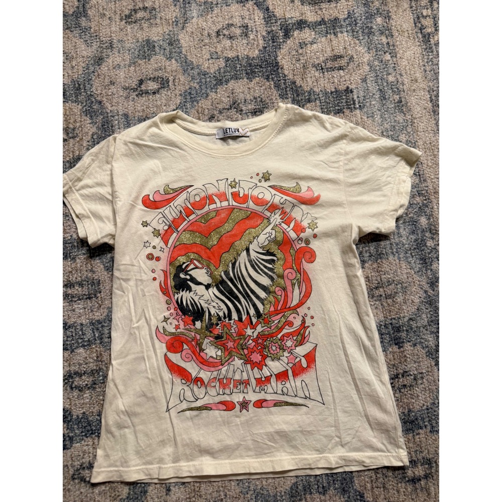 Anthropologie Letluv Elton John Graphic Tee Small Pristine Condition